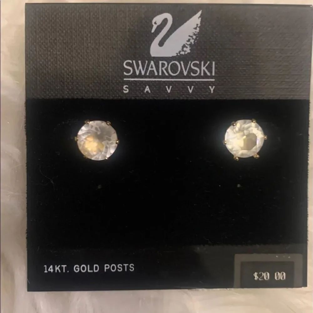Swarovski Savvy Vintage Gold Tone Crystal Earrings Pierced Ears - Picture 2 of 4